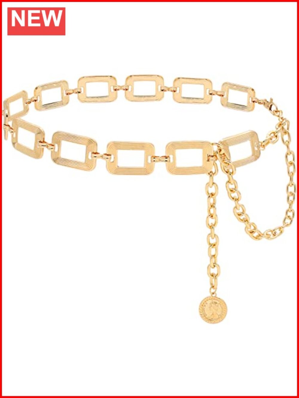 Metal Square Link Waist Chain Belt Lobster Clasp Adjustable Body Jewelry